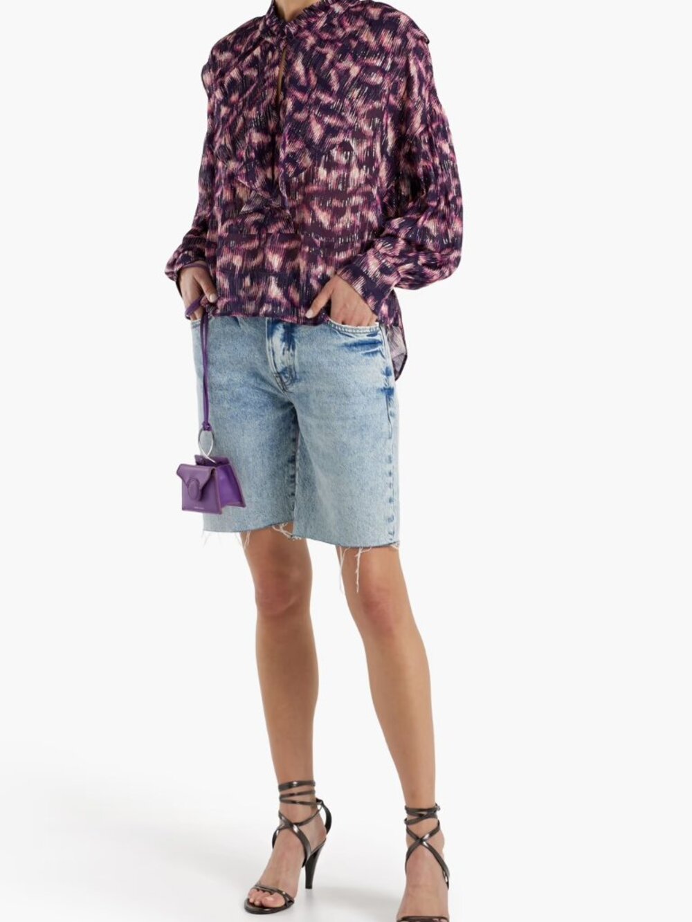 $525 IRO Tchami ruffled printed fil coupé georgette blouse NWT Size FR 34 / US 2 - Picture 2 of 16